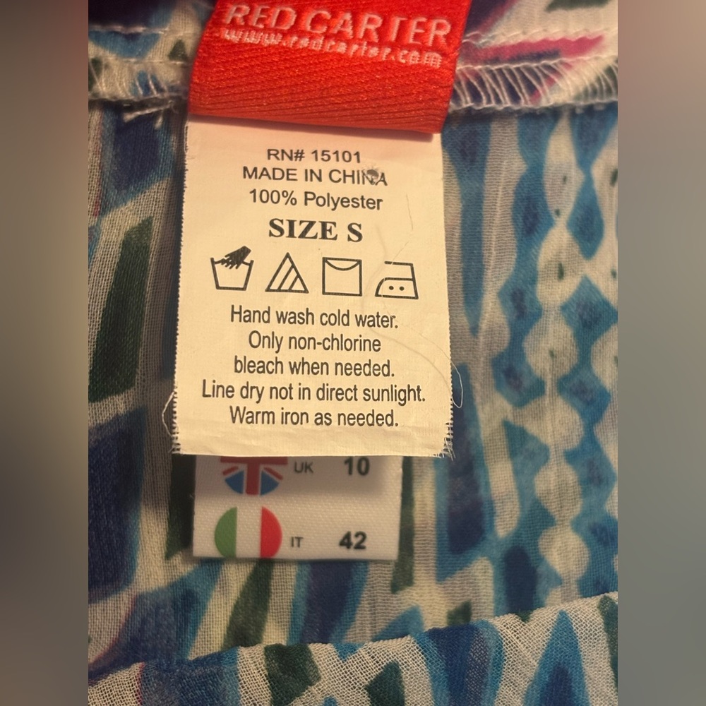 Red Carter Anthropologie Rainbow Geometric Boho Beach Coverup 💙 - Picture 7 of 7